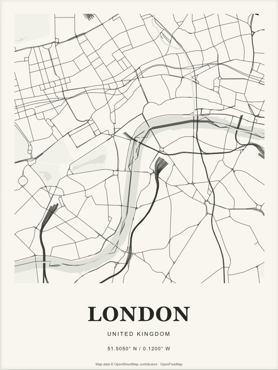 London street map print in Ink & paper