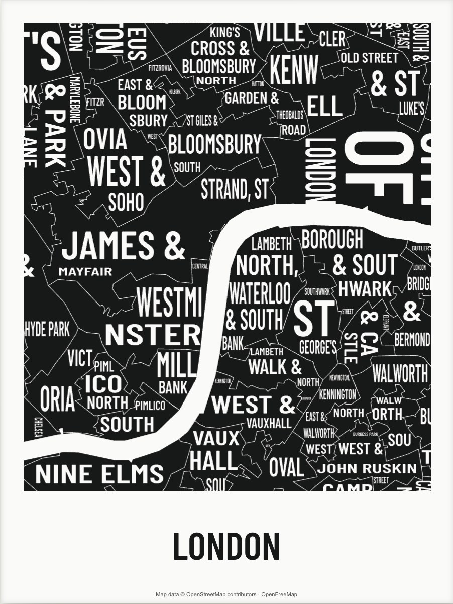London map made from the names of its mapped areas