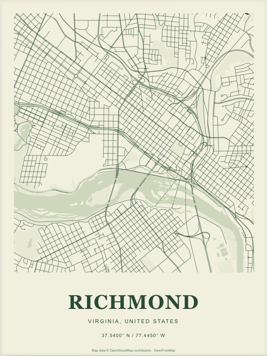 Richmond street map print in Forest